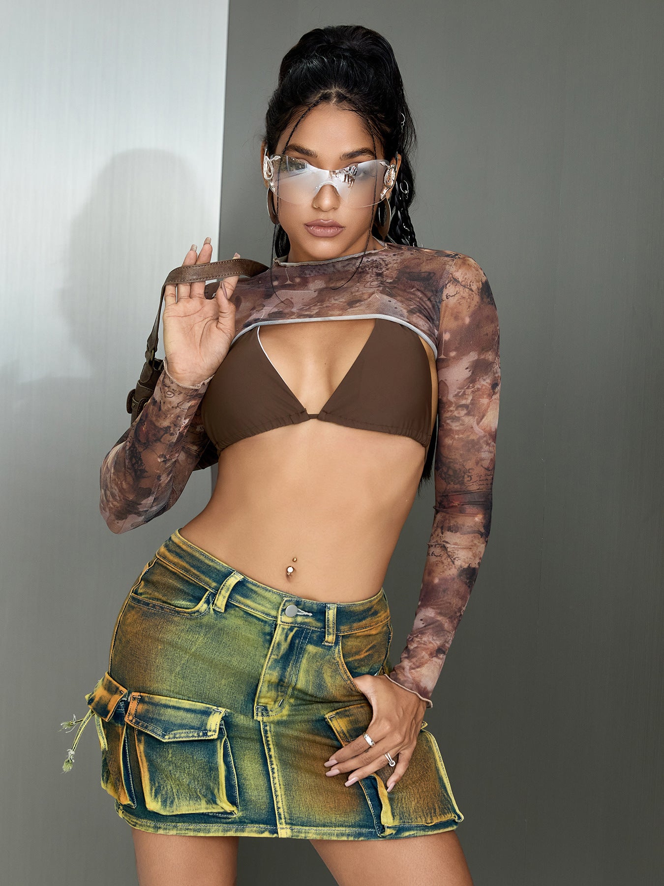 Denim Stretch Ultra-short A- Line Skirt