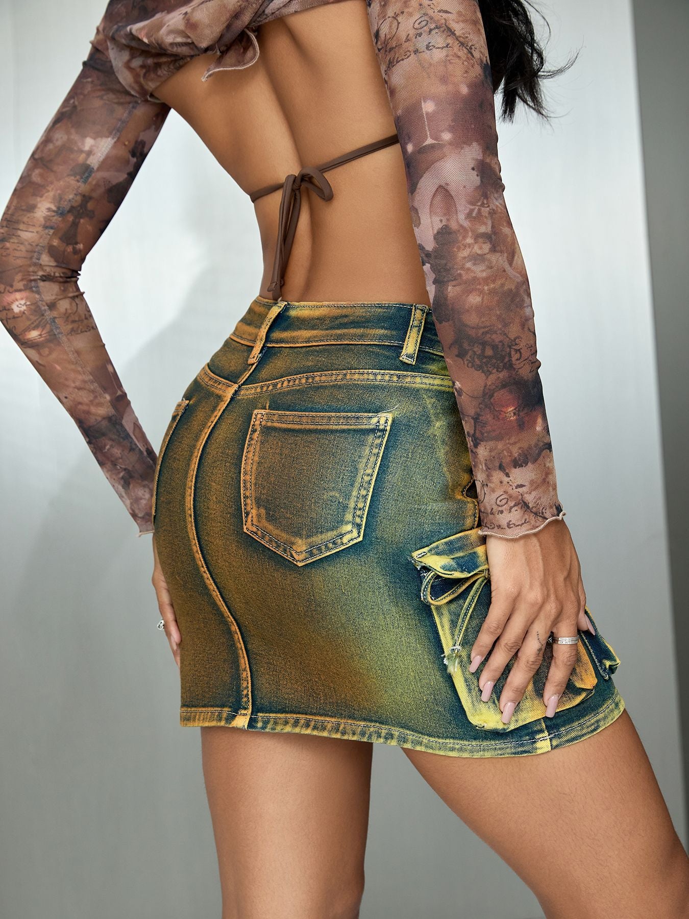 Denim Stretch Ultra-short A- Line Skirt