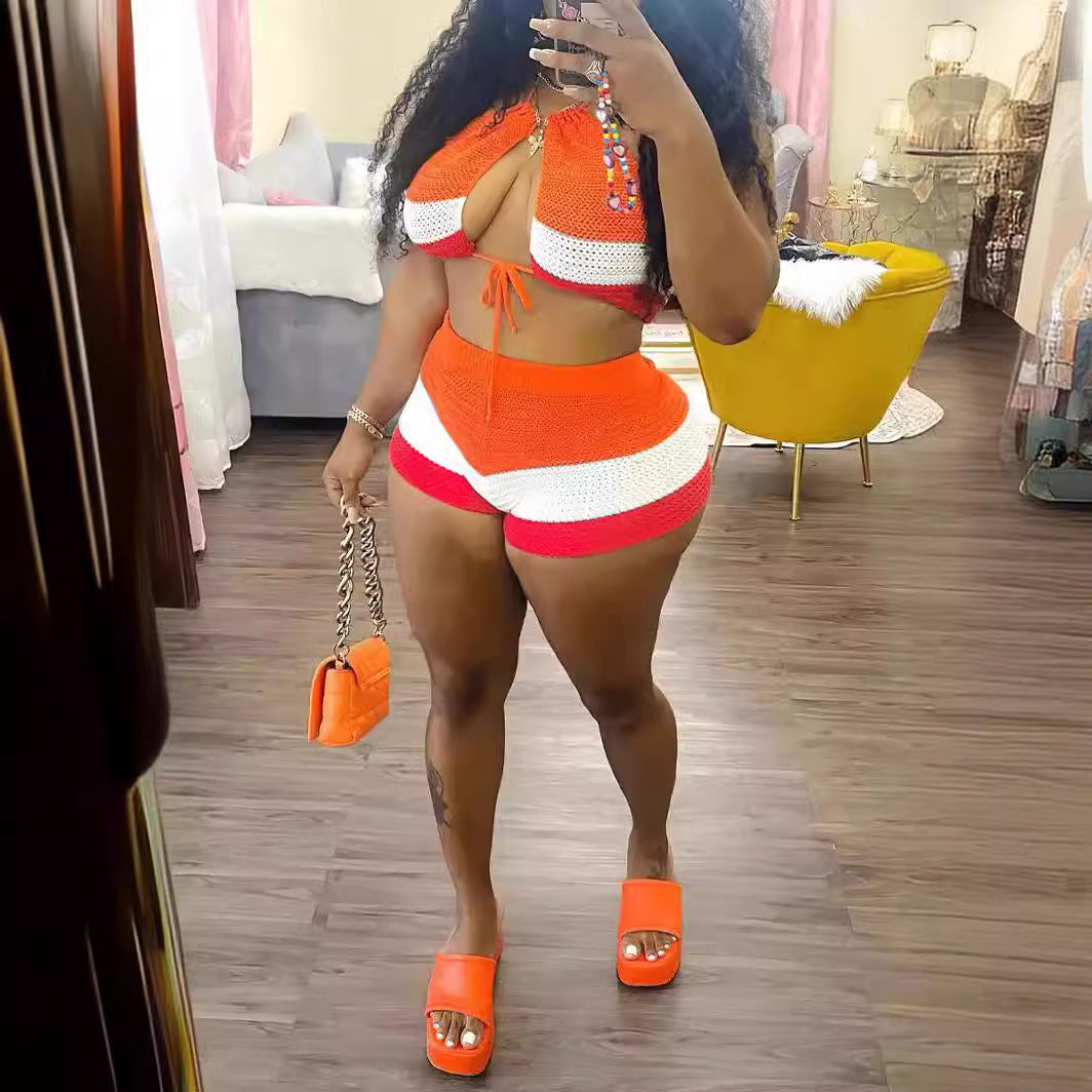 Women's Printed Halter Shorts Suit
