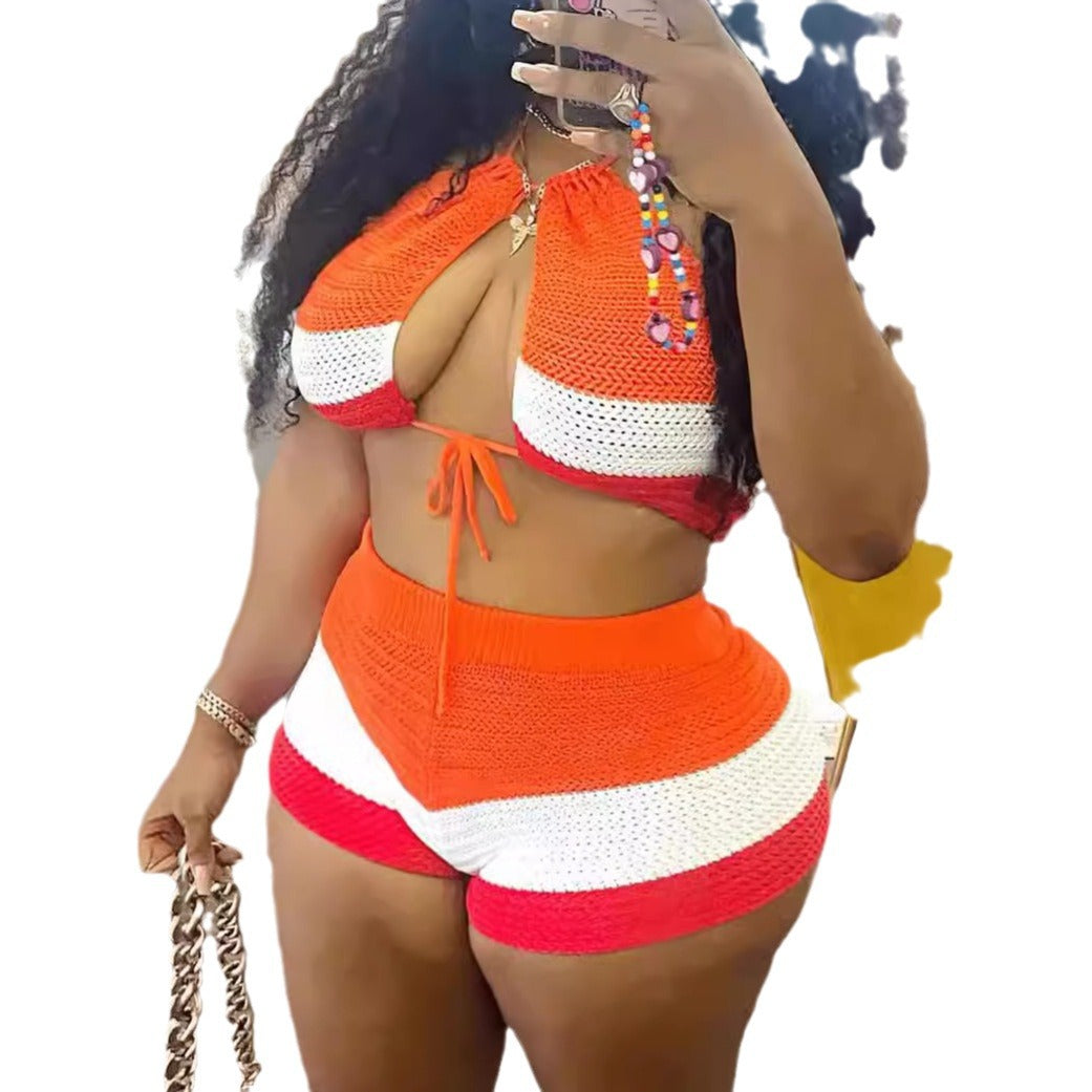 Women's Printed Halter Shorts Suit