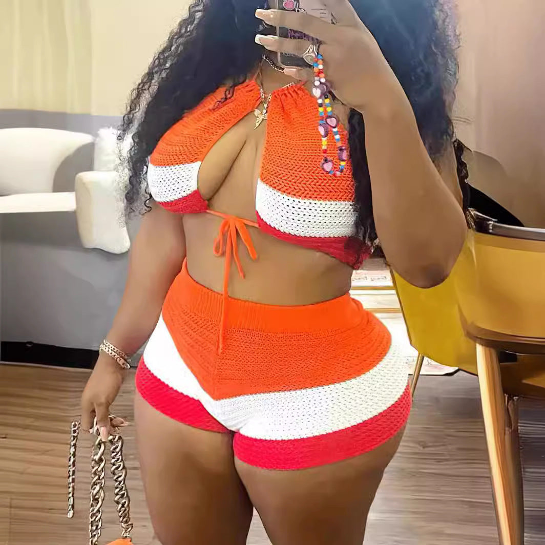Women's Printed Halter Shorts Suit