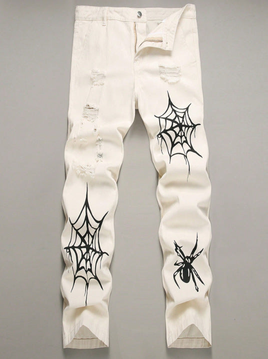 High Street Vibe Style Loose Straight Wide Leg Pants American Spider