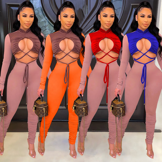 Women's Tied Long Sleeves Jumpsuit