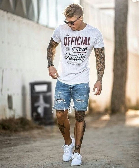 New Style Loose Ripped Jeans Men's Fashion Casual Shorts