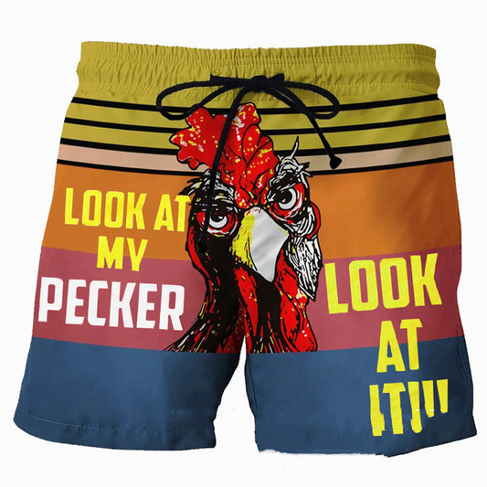 Men's Printed Elastic Waist Beach Pants