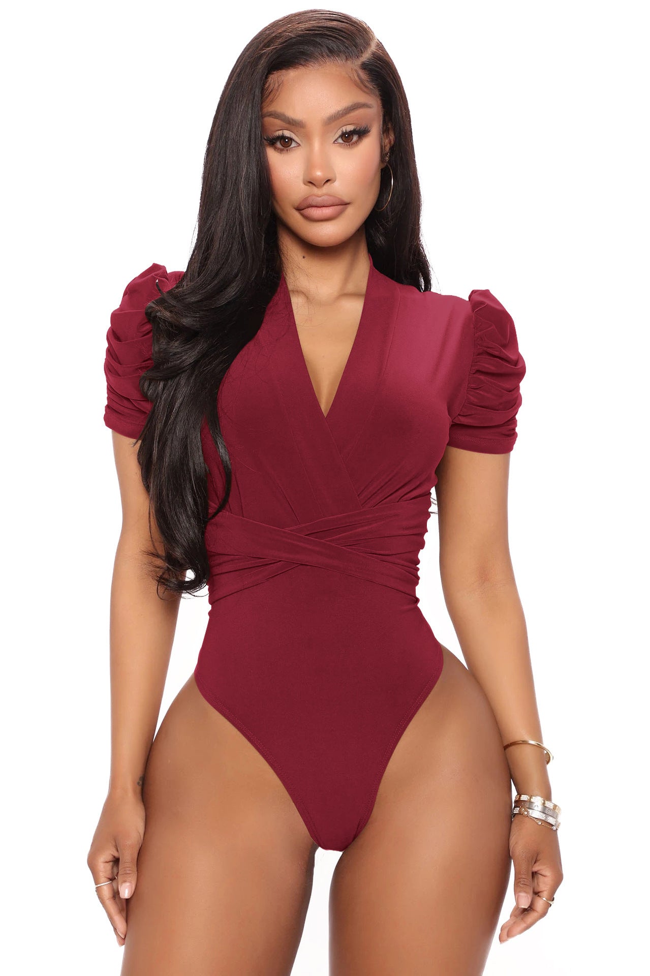 Waist-tight Briefs Top Sleeve Folding Jumpsuit Women's Clothing