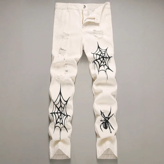 High Street Vibe Style Loose Straight Wide Leg Pants American Spider