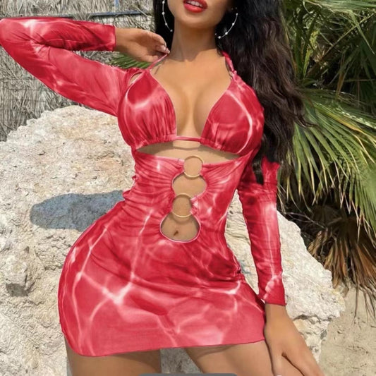 Women's Printed Hollow Out Fashionable Bikini Set