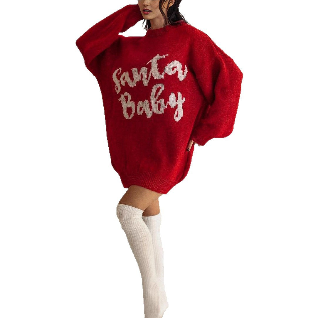 Women's Long-sleeve Jacquard Knit Sweater Dress