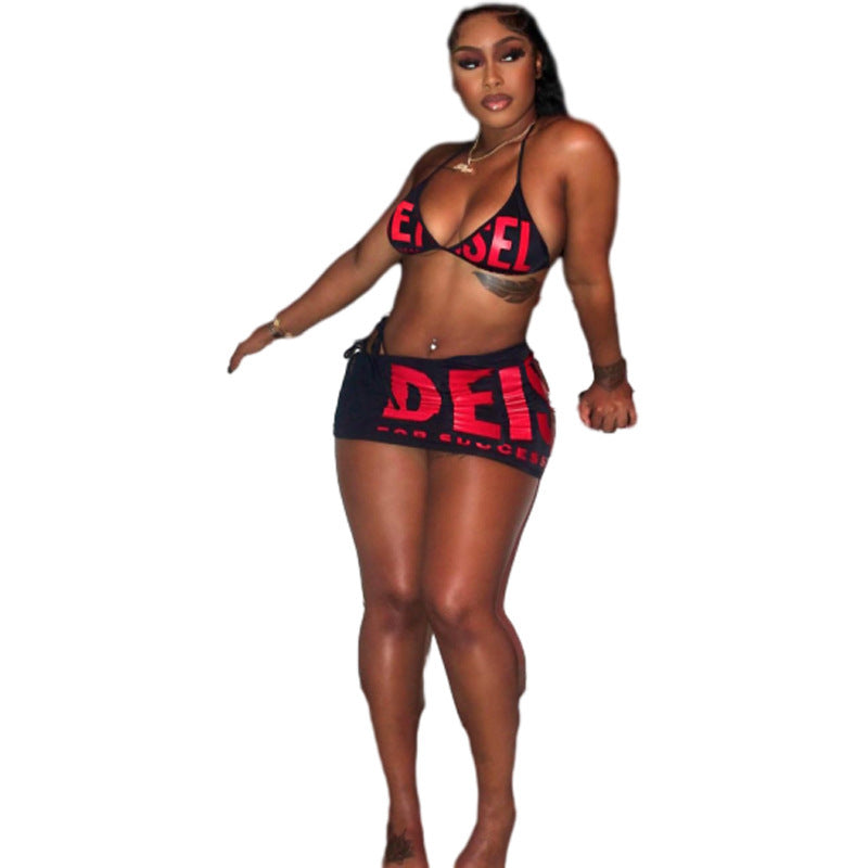 Trendy Women's 3D Digital Printing Lace-up Suit